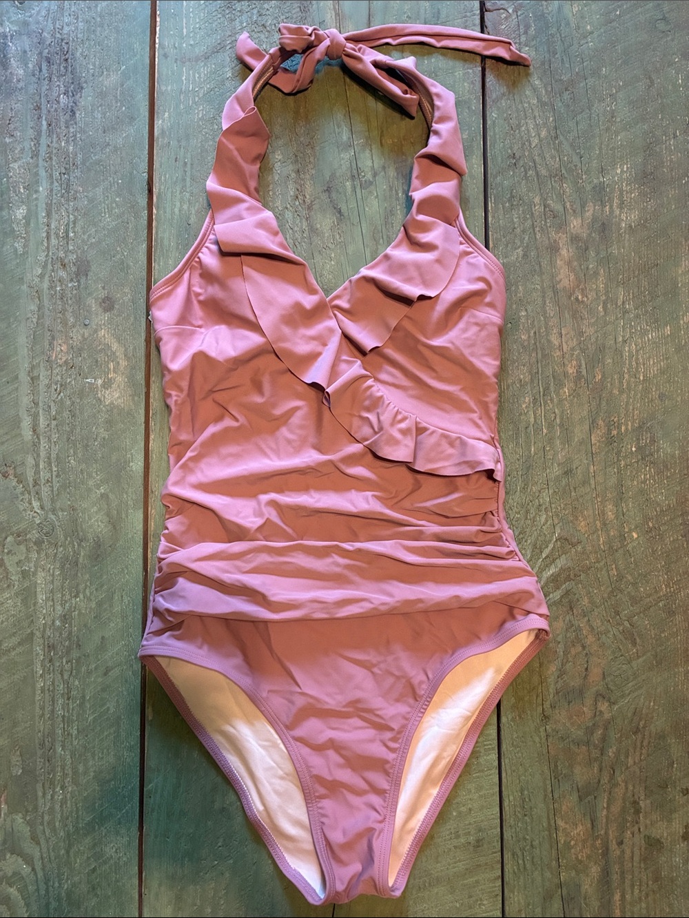 *NWT* Women’s Ruffle Halter One-Piece Swimsuit - Mauve Pink